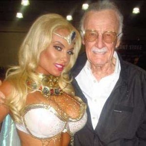 Image of Stan Lee (the creator of Spider Man) with hottie